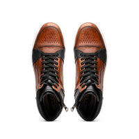 Zelli Italia 65-356-BRN BRAVO Italian Burnished Calfskin High Top Dress Sneaker