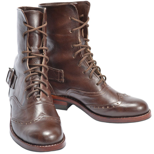 Brown Leather Victorian Ankle Boots Atitlan Leather