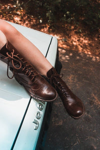 Brown Leather Victorian Ankle Boots Atitlan Leather