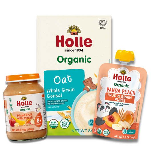 Fruit & Grain Variety Bundle: Panda Peach, Mixed Fruit w/ Muesli Jars, Oat Cereal