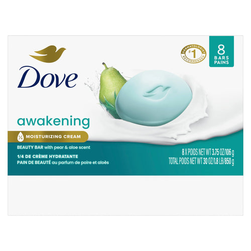 Dove Beauty Bar Soap for Women Awakening Pear & Aloe All Skin, 3.75 oz 8 Bars EasyOptionXY LLC