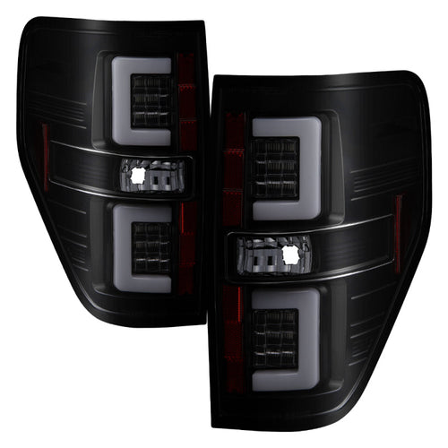 Spyder 09-14 Ford F150 V2 Light Bar LED Tail Lights - Blk Smoke (ALT-YD-FF15009V2-LBLED-BSM) OffRoadUSA.com