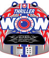 WOW Sports Thriller 1 Person Towable Water Tube - Starter Kit w/ 12V Pump & 1K Tow Rope Jupiter Gear