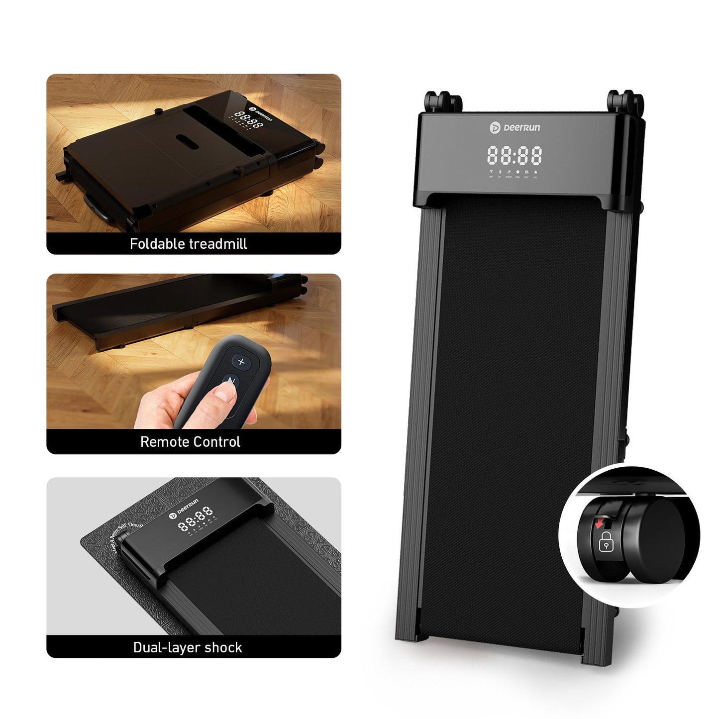 DeerRun Z20 Suitcase-Style Treadmill – Foldable Deck, Ultra Compact with LED Display