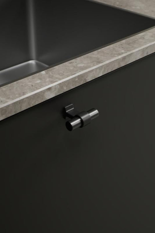 Black and Gun Metal "Bond" T-Bar Dual Finish Knob and Pulls Euro • Knobs
