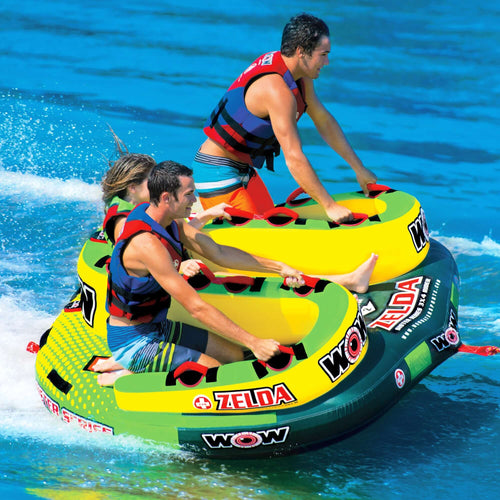 WOW Sports Zelda 1-3 Person Towable Water Tube For Pool and Lake (15-1070) Jupiter Gear