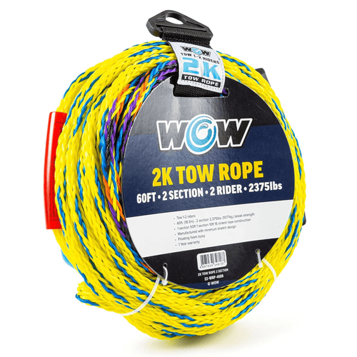 WOW Watersports 60ft 2-Rider 2K Tow Rope with 2 Sections Jupiter Gear
