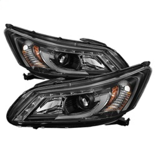 Spyder Honda Accord 2013-2015 4DR Projector Headlights Light Bar DRL Black PRO-YD-HA13-LBDRL-BK OffRoadUSA.com