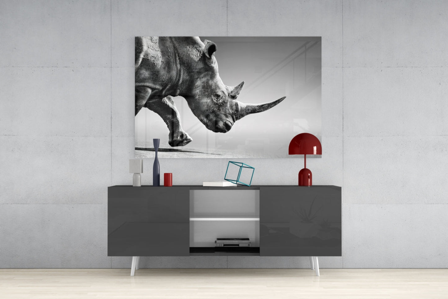 Insigneart USA Insigneart USA Black Rhino Glass Wall Art