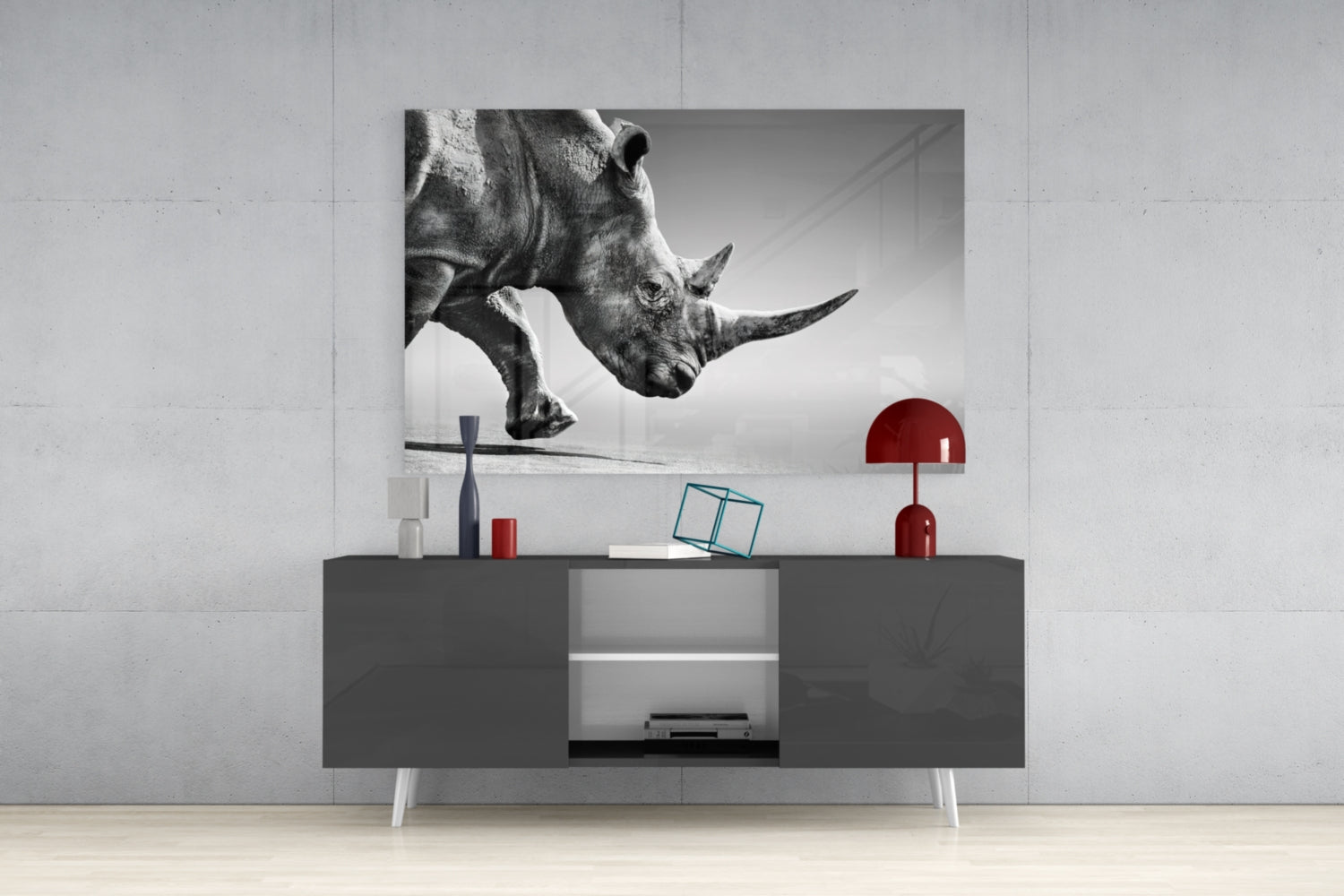 Insigneart USA Insigneart USA Black Rhino Glass Wall Art