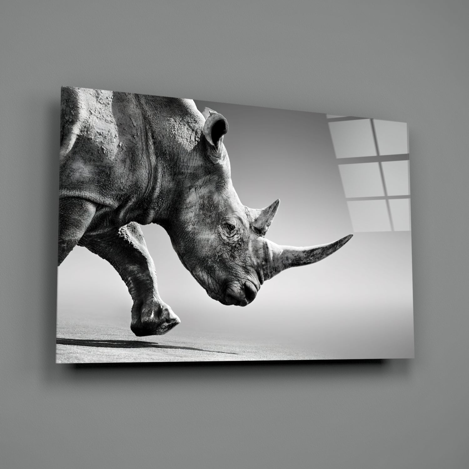 Insigneart USA Insigneart USA Black Rhino Glass Wall Art