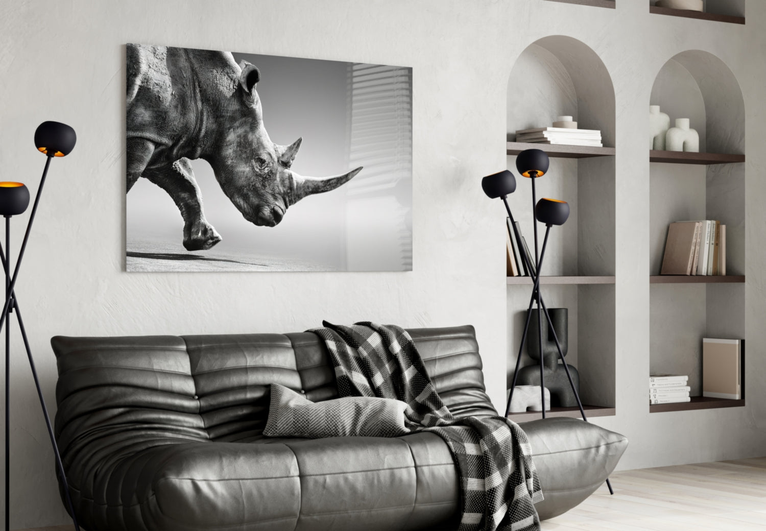 Insigneart USA Insigneart USA Black Rhino Glass Wall Art