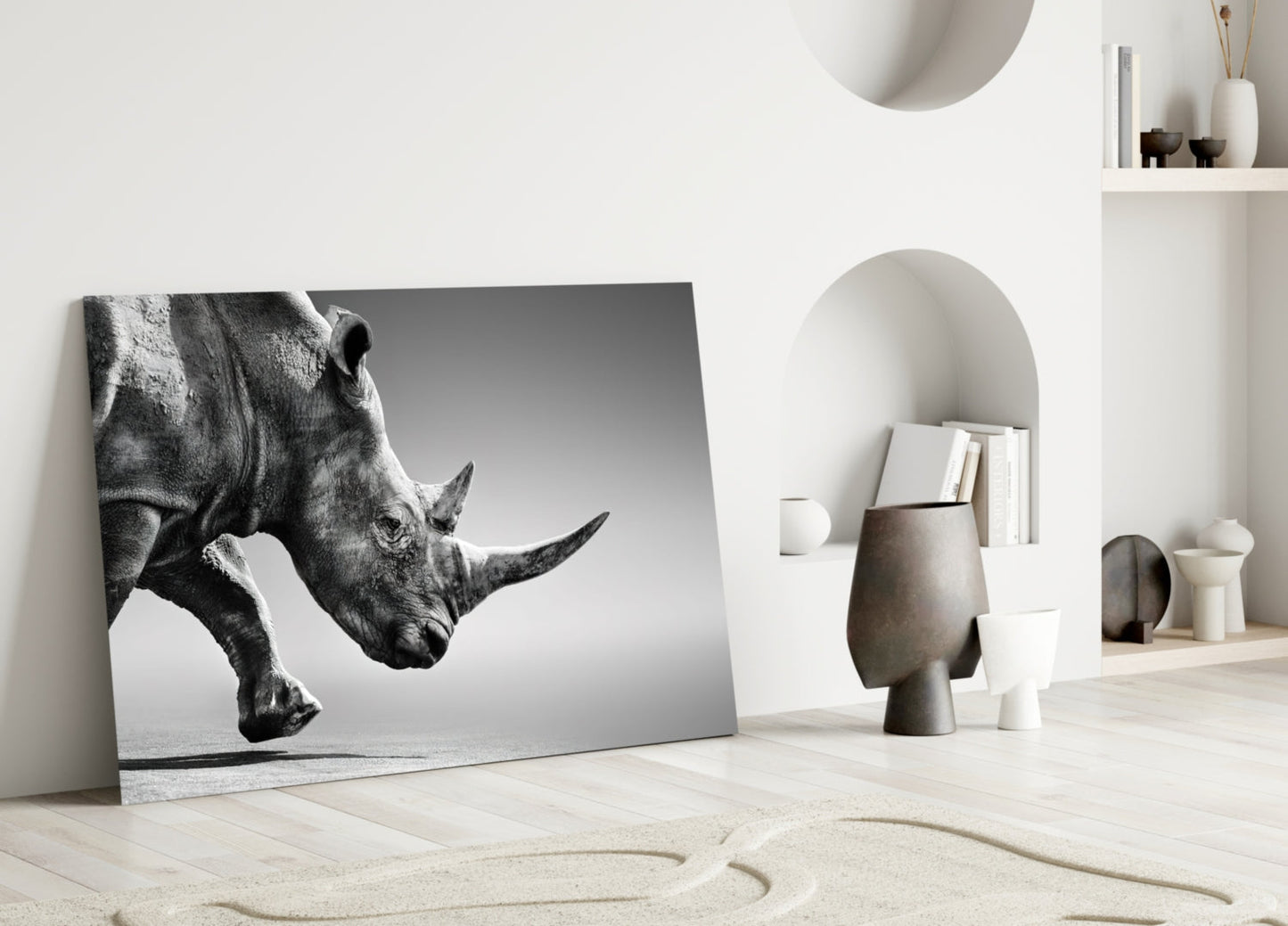 Insigneart USA Insigneart USA Black Rhino Glass Wall Art