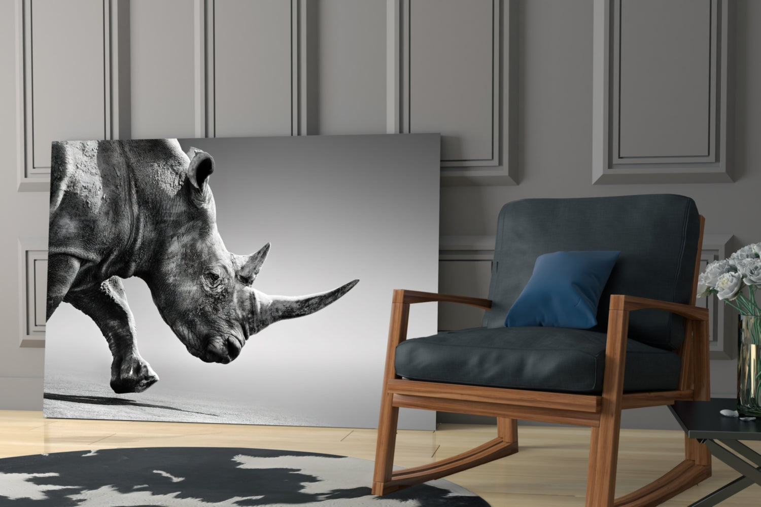 Insigneart USA Insigneart USA Black Rhino Glass Wall Art