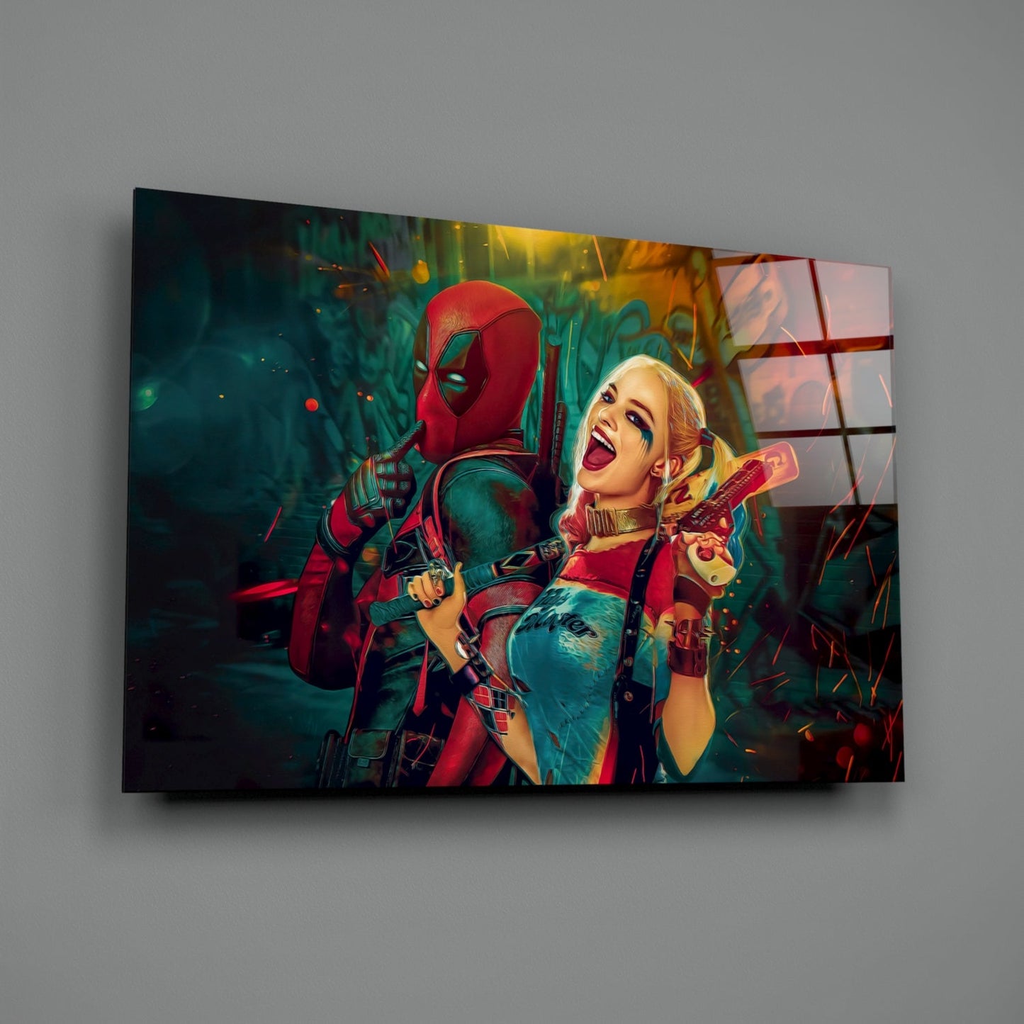 Insigneart USA Insigneart USA Harley Quinn and Deadpool Glass Art