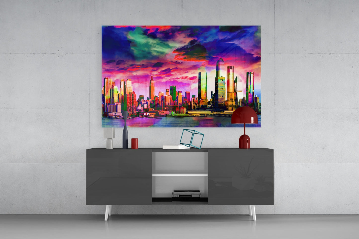 Insigneart USA Insigneart USA Colorful Silhouette of the City Glass Wall Art