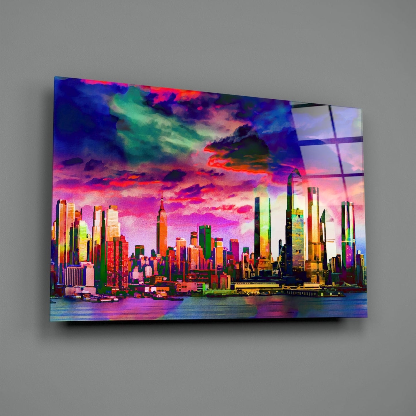 Insigneart USA Insigneart USA Colorful Silhouette of the City Glass Wall Art