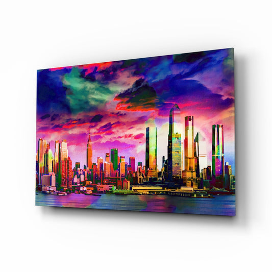 Insigneart USA Insigneart USA Colorful Silhouette of the City Glass Wall Art
