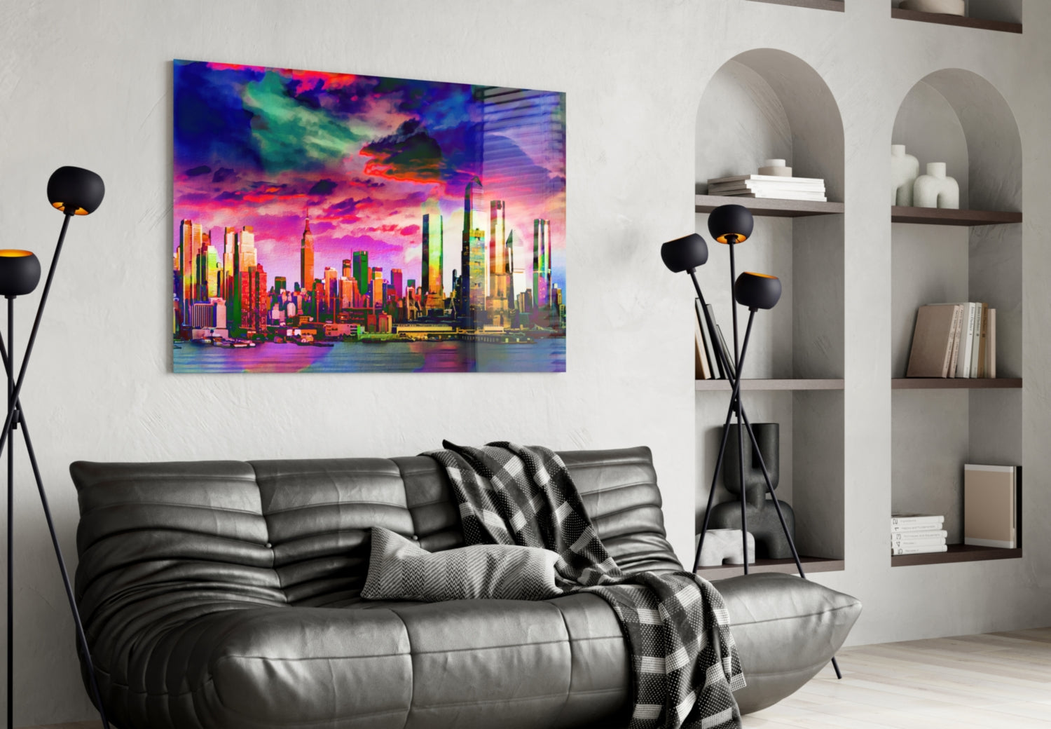 Insigneart USA Insigneart USA Colorful Silhouette of the City Glass Wall Art