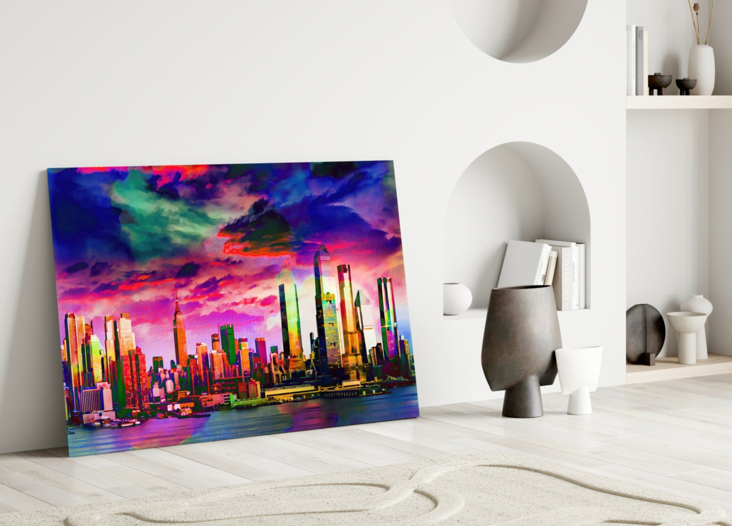 Insigneart USA Insigneart USA Colorful Silhouette of the City Glass Wall Art