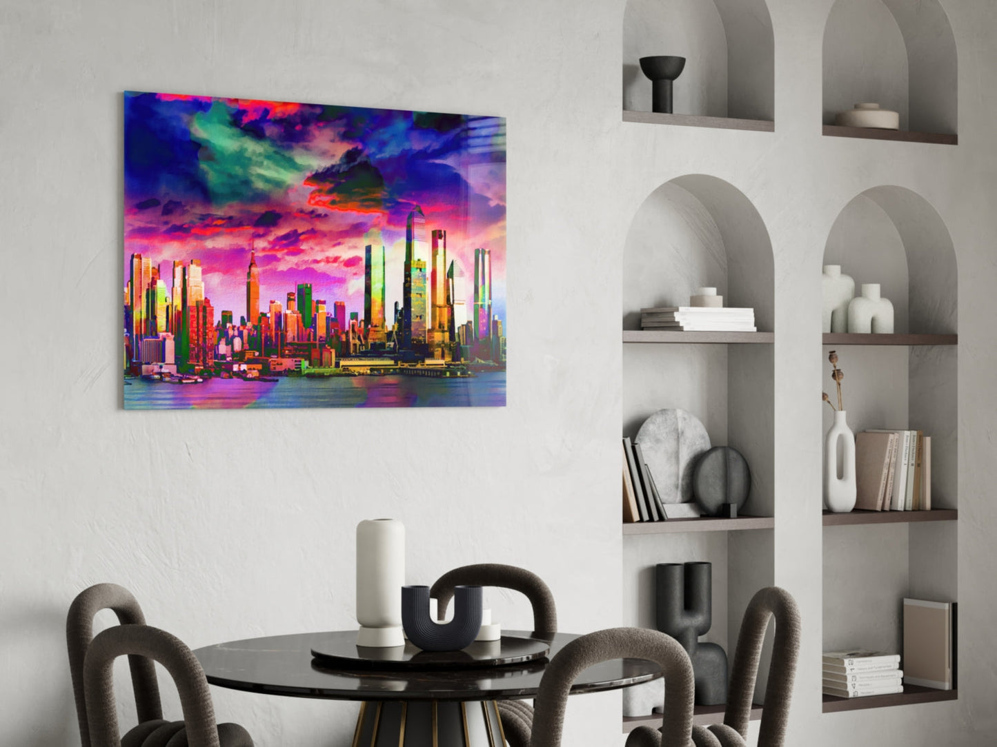 Insigneart USA Insigneart USA Colorful Silhouette of the City Glass Wall Art