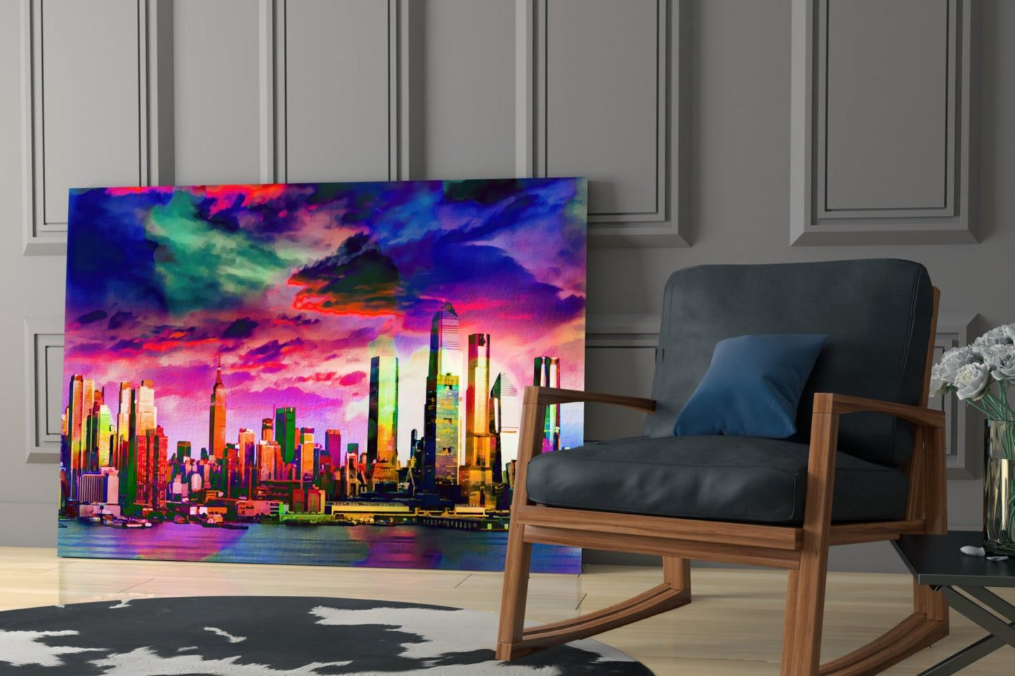Insigneart USA Insigneart USA Colorful Silhouette of the City Glass Wall Art