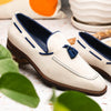 Zelli Italia 16-628-SND CARMEN Sueded Goatskin & Crocodile Tassel Loafer, Sand
