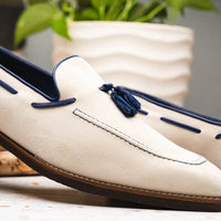 Zelli Italia 16-628-SND CARMEN Sueded Goatskin & Crocodile Tassel Loafer, Sand