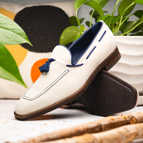 Zelli Italia 16-628-SND CARMEN Sueded Goatskin & Crocodile Tassel Loafer, Sand