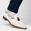 Zelli Italia 16-628-SND CARMEN Sueded Goatskin & Crocodile Tassel Loafer, Sand