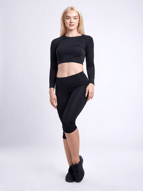 JupiterGear Mid-Rise Capri Fitness Leggings with Side Pockets Jupiter Gear