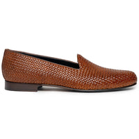 Zelli Italia 15-211-CGN CESTINO Calfskin Basketweave Slip On, Cognac