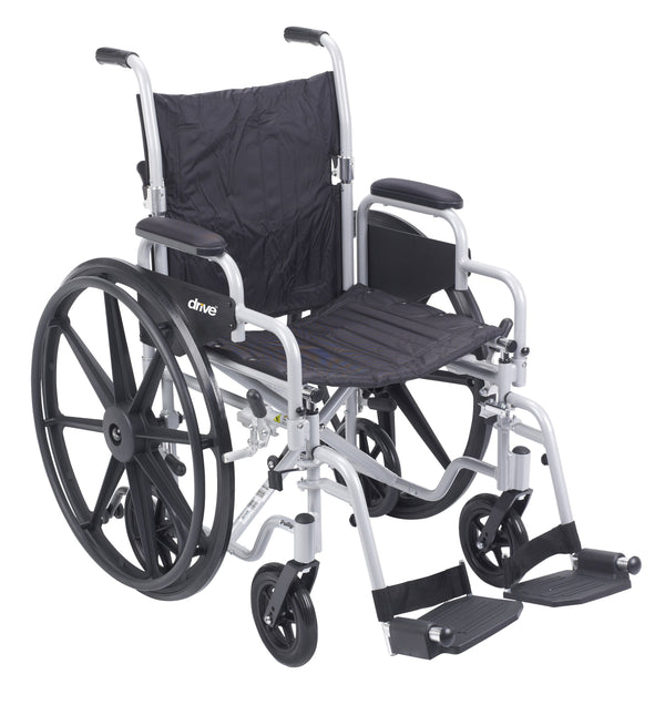 Poly Fly Light Weight Transport Chair Wheelchair with Swing away Footrests, 18" Seat RIO Medical Supplies