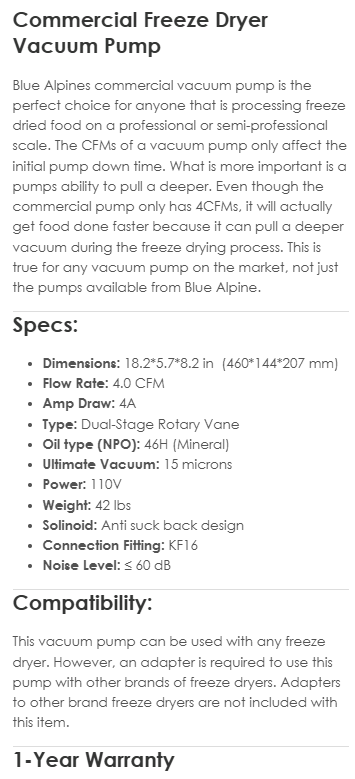 Large Freeze Dryer Blue Alpine