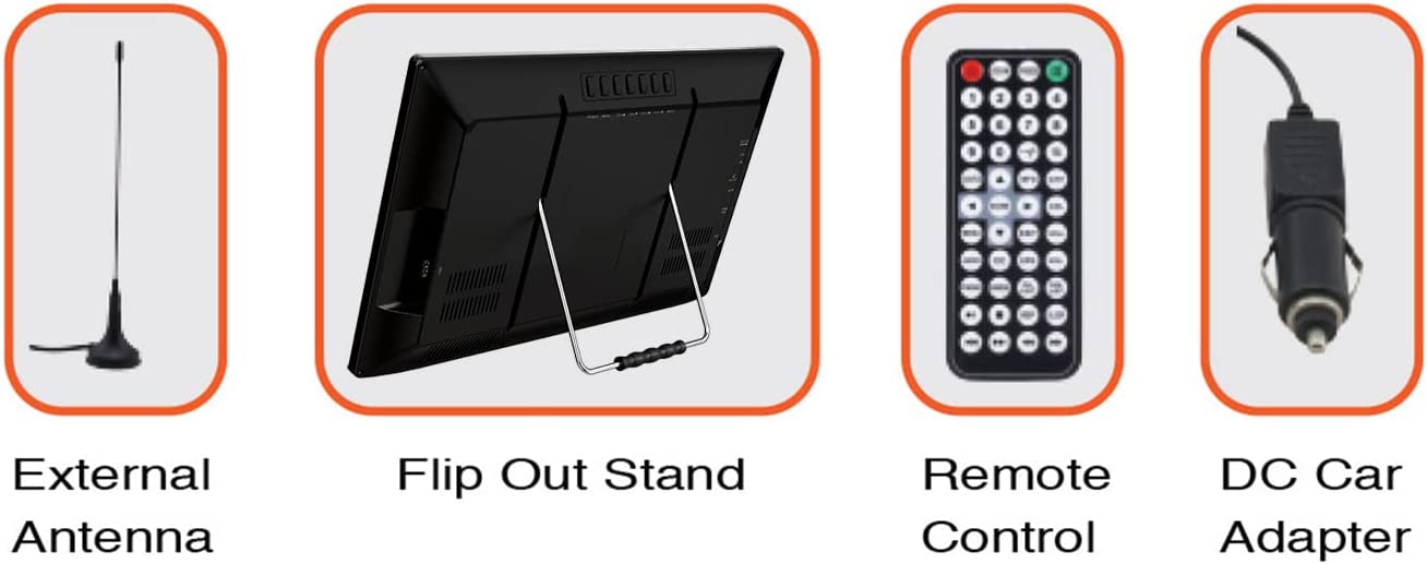 Portable 16" 12 Volt ACDC TV & Digital Multimedia Player with Built-in Rechargeable Lithium Battery & DC Car Cord (NT-1600)