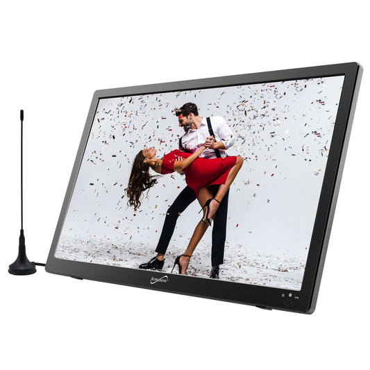 Portable 16" 12 Volt Digital LED TV with USB, SD, and HDMI Input: Built-in Rechargeable Lithium Ion Battery and FM Radio