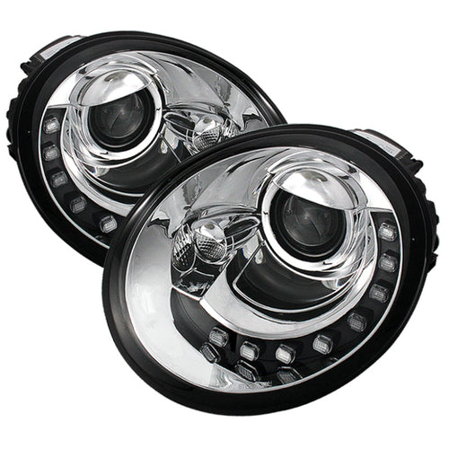 Spyder Volkswagen Beetle 1998-2005 Projector Headlights DRL Chrome PRO-YD-VB98-DRL-C OffRoadUSA.com