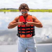 WOW Watersports Vis-Wave Adult Life Vest Red Jupiter Gear