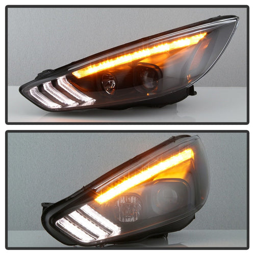 Spyder 15-18 Ford Focus Projector Headlights - Seq Turn Light Bar - Black PRO-YD-FF15-LBSEQ-BK OffRoadUSA.com