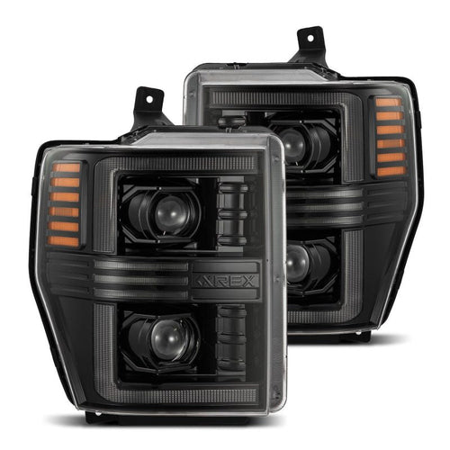 AlphaRex 08-10 Ford Super Duty/Excursion PRO-Series Halogen Projector Headlights Alpha-Black OffRoadUSA.com