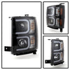 Spyder Chevy Silverado 1500 14-16 Projector Headlights Light Bar DRL Blk PRO-YD-CS14-LBDRL-BK OffRoadUSA.com
