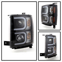 Spyder Chevy Silverado 1500 14-16 Projector Headlights Light Bar DRL Blk PRO-YD-CS14-LBDRL-BK OffRoadUSA.com