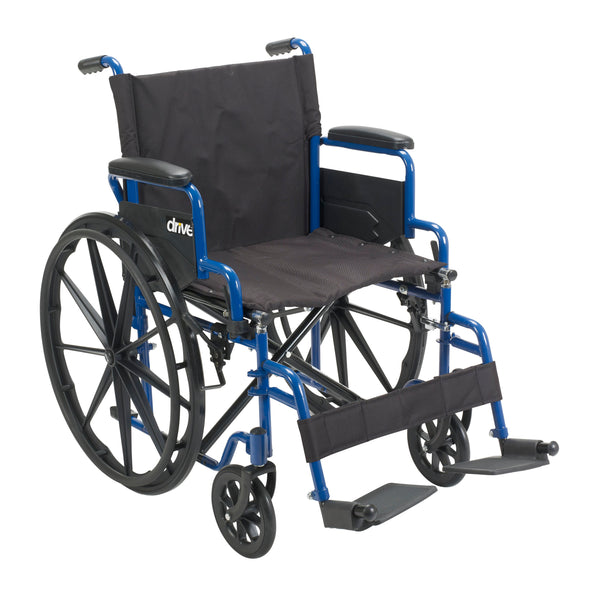 Blue Streak Wheelchair with Flip Back Desk Arms, Swing Away Footrests, 18" Seat RIO Medical Supplies