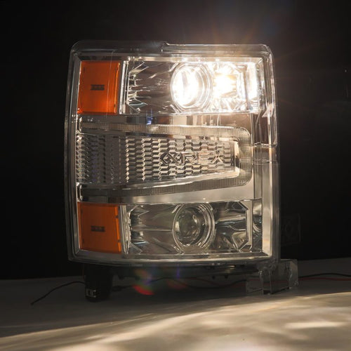 AlphaRex 14-15 Chevrolet Silverado PRO-Series Halogen Projector Headlights Chrome OffRoadUSA.com