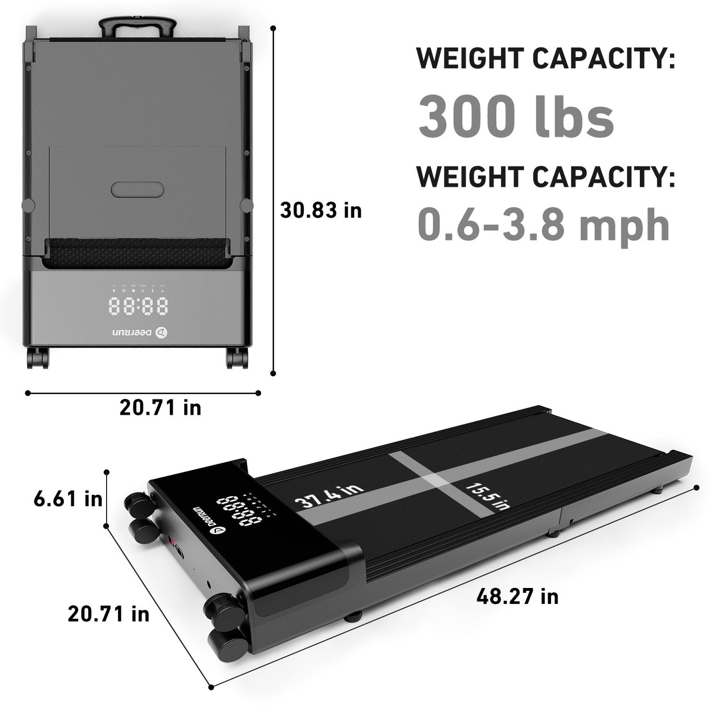 DeerRun Z20 Suitcase-Style Treadmill – Foldable Deck, Ultra Compact with LED Display