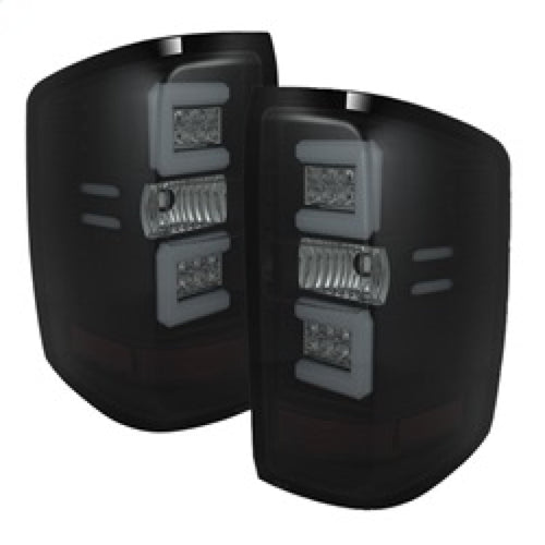 Spyder 14-18 Chevy 1500 / 15-19 GMC 3500 Dually / Bar LED Tail Lights Blk Smke ALT-YD-CS14-LBLED-BSM OffRoadUSA.com
