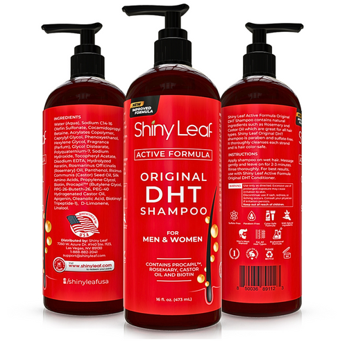 Shiny Leaf DHT Blocker Hair Loss Shampoo 16 oz, Active Formula For Hair Growth