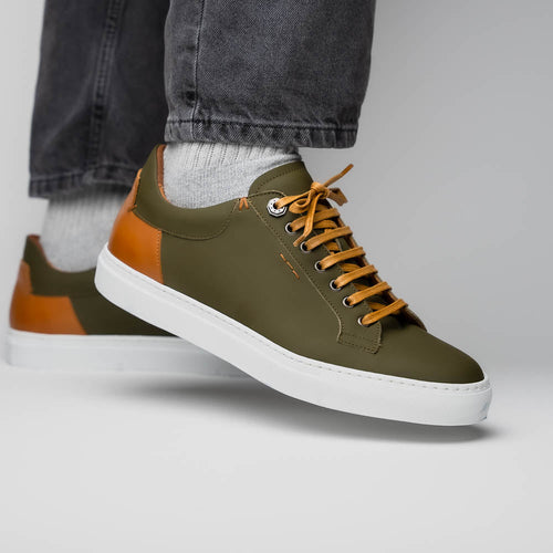 Zelli Italia 65-229-OLV Diaz Rubberized Calfskin Sneaker Olive Green