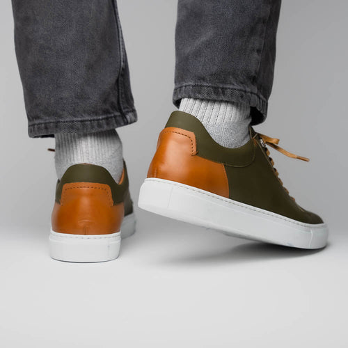 Zelli Italia 65-229-OLV Diaz Rubberized Calfskin Sneaker Olive Green