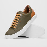 Zelli Italia 65-229-OLV Diaz Rubberized Calfskin Sneaker Olive Green